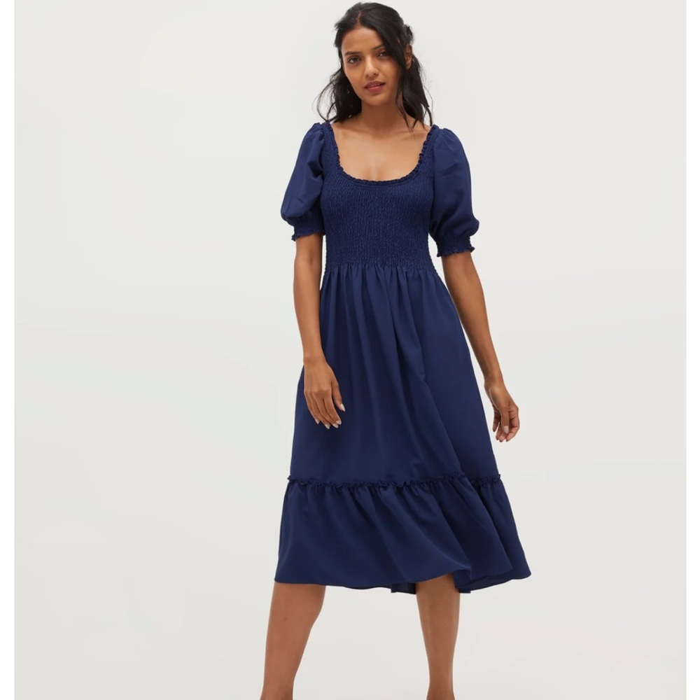 Hill House Home Crepe Louisa Nap Dress, Navy, XS